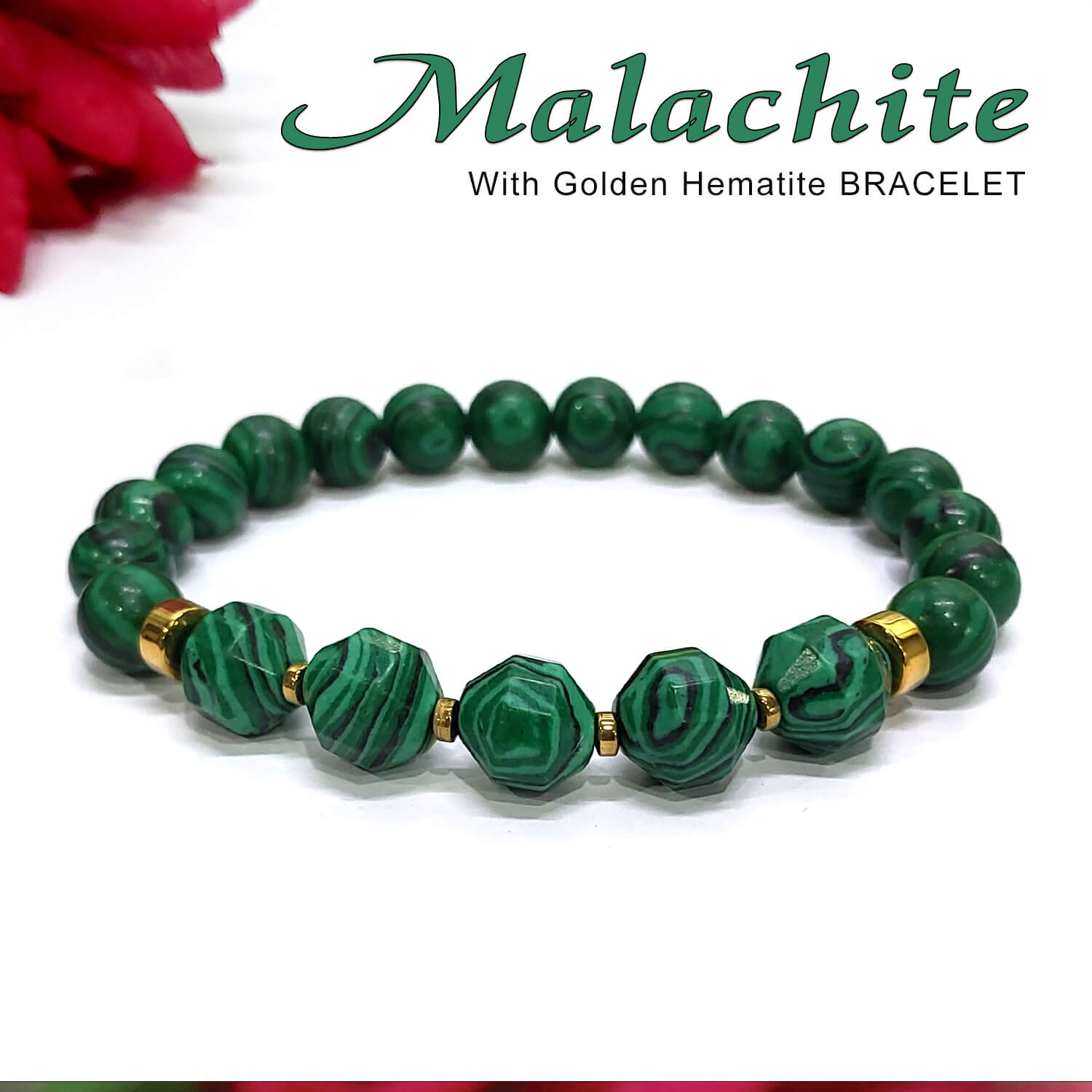 Dark Green beaded stone healing Crystal Bracelet for men and womens